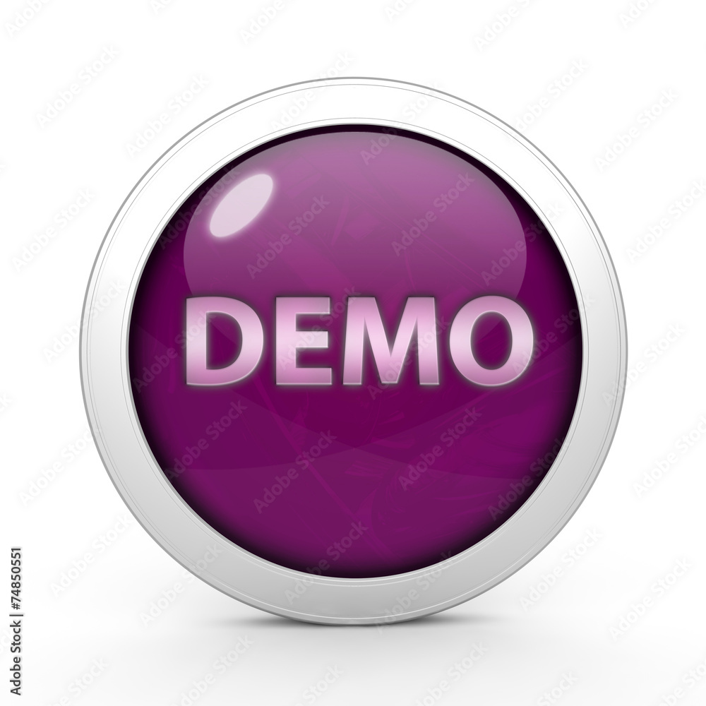 Demo circular icon on white background Demo circular icon on white background