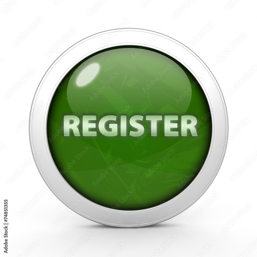register circular button on white background register circular button on white background