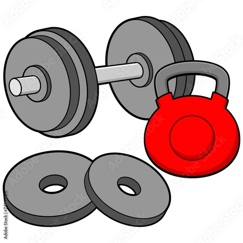 Dumbbell and Kettlebell