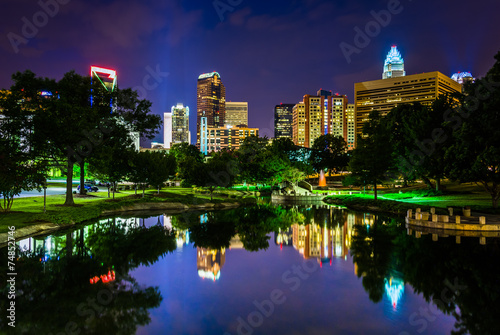 The Charlotte skyline seen at Marshall Park, in Charlotte, North