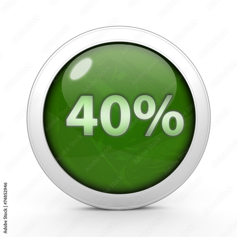 Fourty percent circular icon on white background Fourty percent circular icon on white background