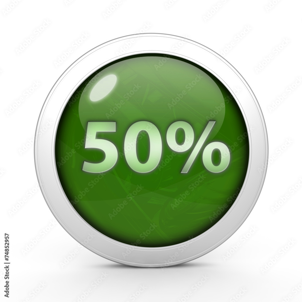 Fivety percent circular icon on white background Fivety percent circular icon on white background