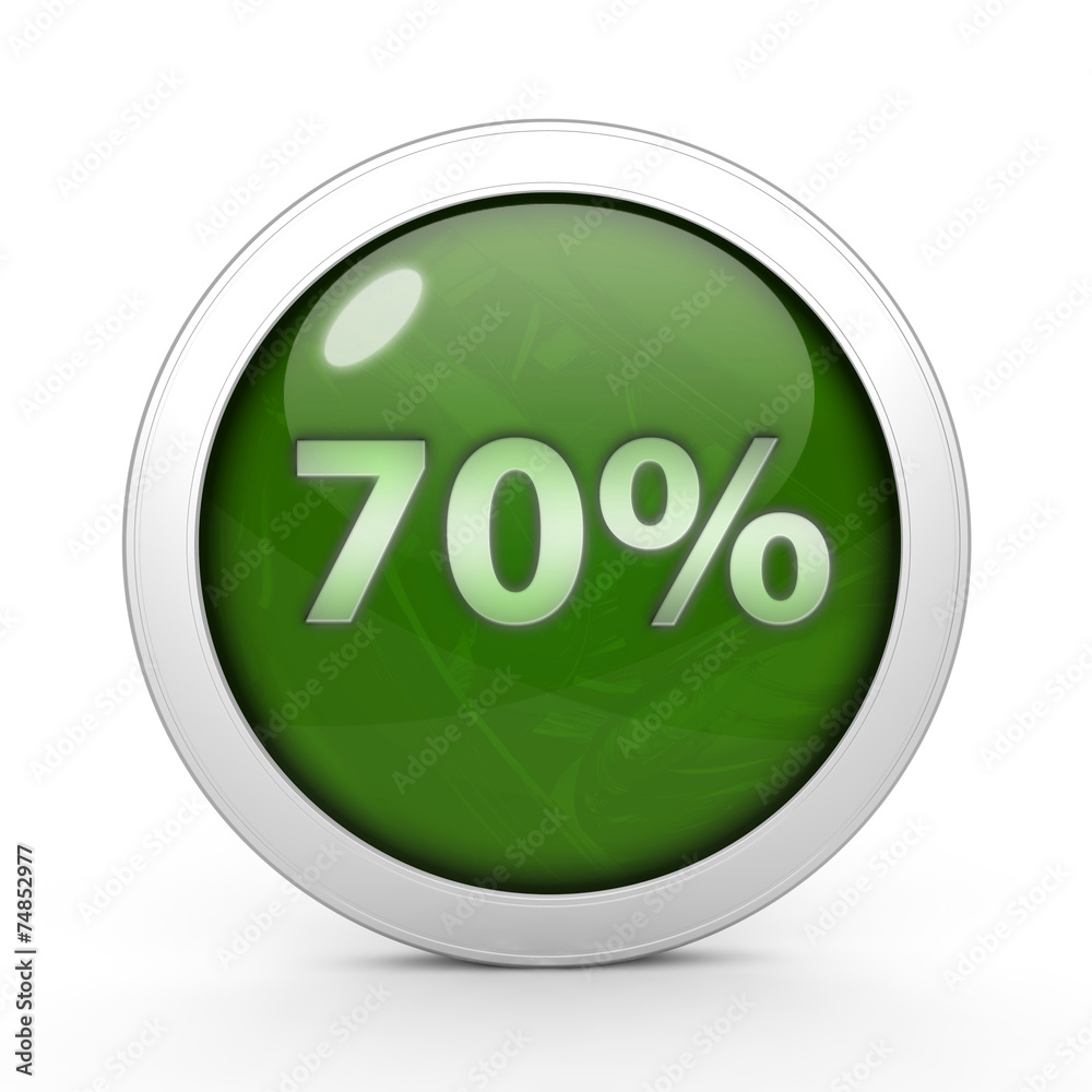 Seventy percent circular icon on white background Seventy percent circular icon on white background