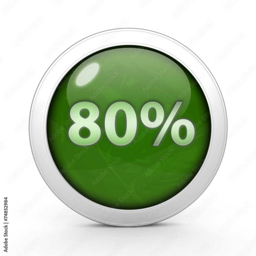 Eighty percent circular icon on white background