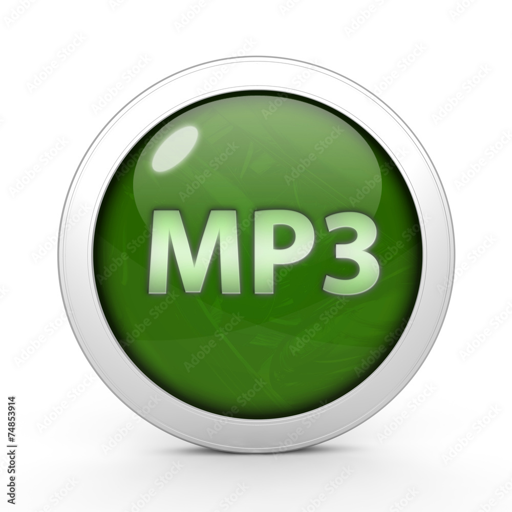 MP3 circular icon on white background MP3 circular icon on white background