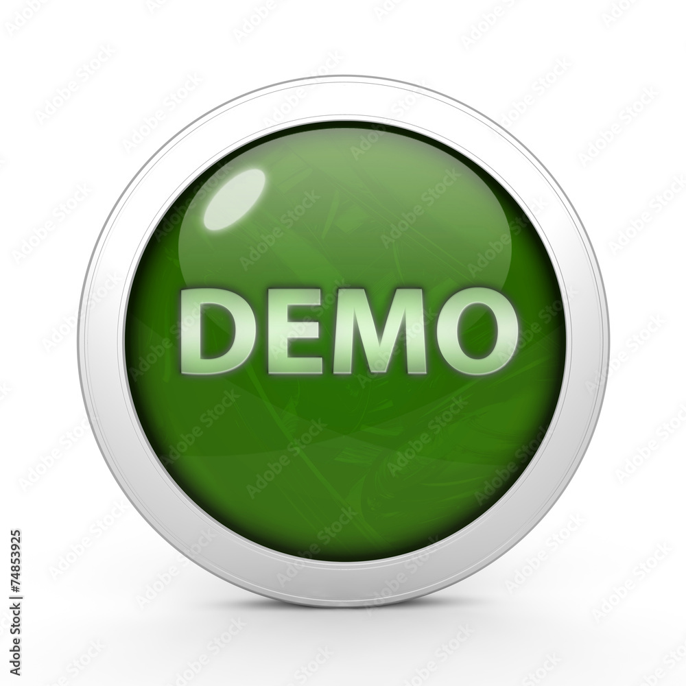 Demo circular icon on white background Demo circular icon on white background