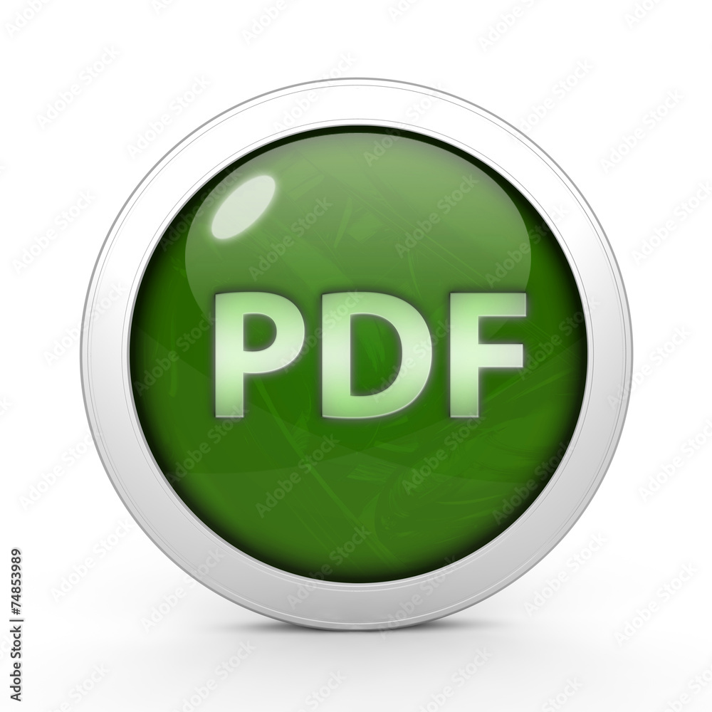 Pdf circular icon on white background Pdf circular icon on white background