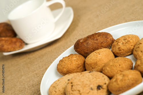 Oatmeal cookies and a cup of coffee