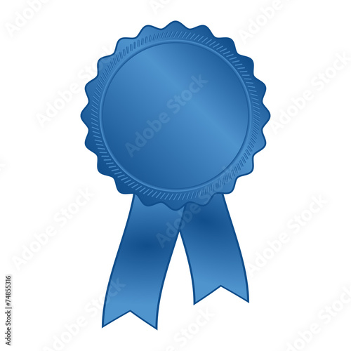 blue rosette with ribbon