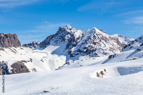 Ski Area on a background of mountains.