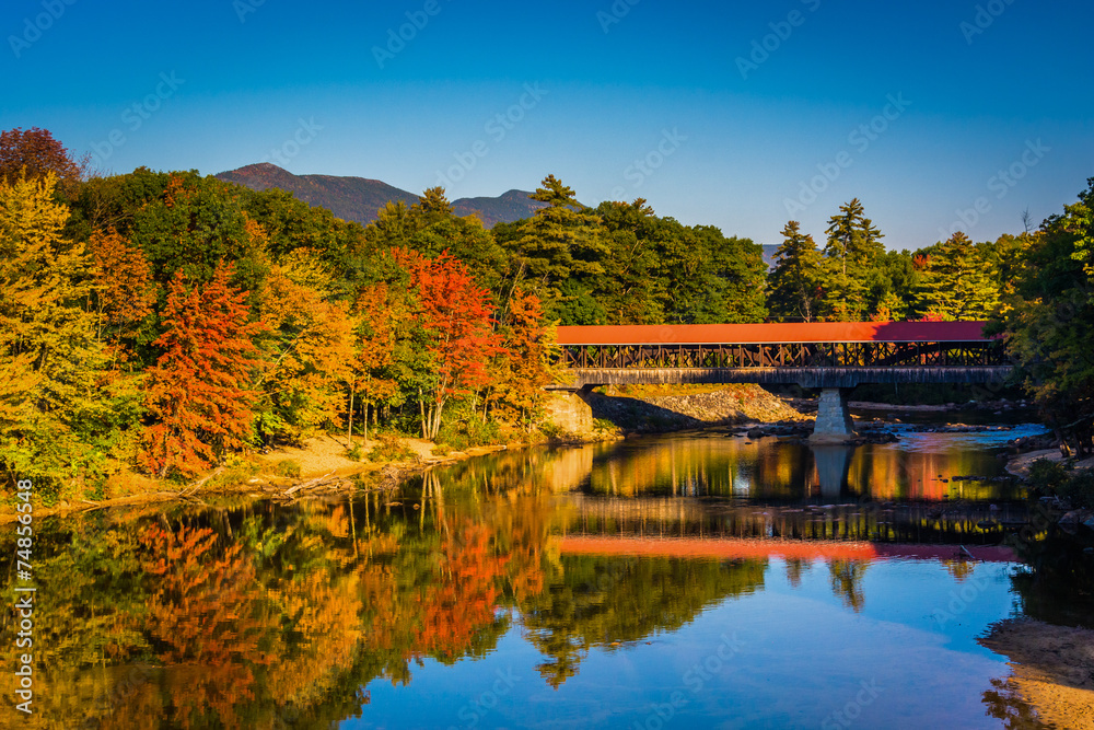 The Saco River Covered Bridge in Conway, New Hampshire.