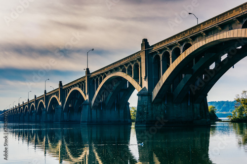 The Veterans Memorial Bridge reflecting in the Susquehanna River