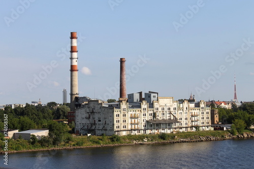 Old building in Riga port waterfront