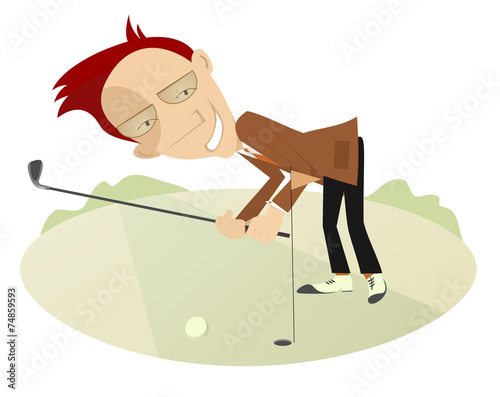 Smiling golfer on the golf course