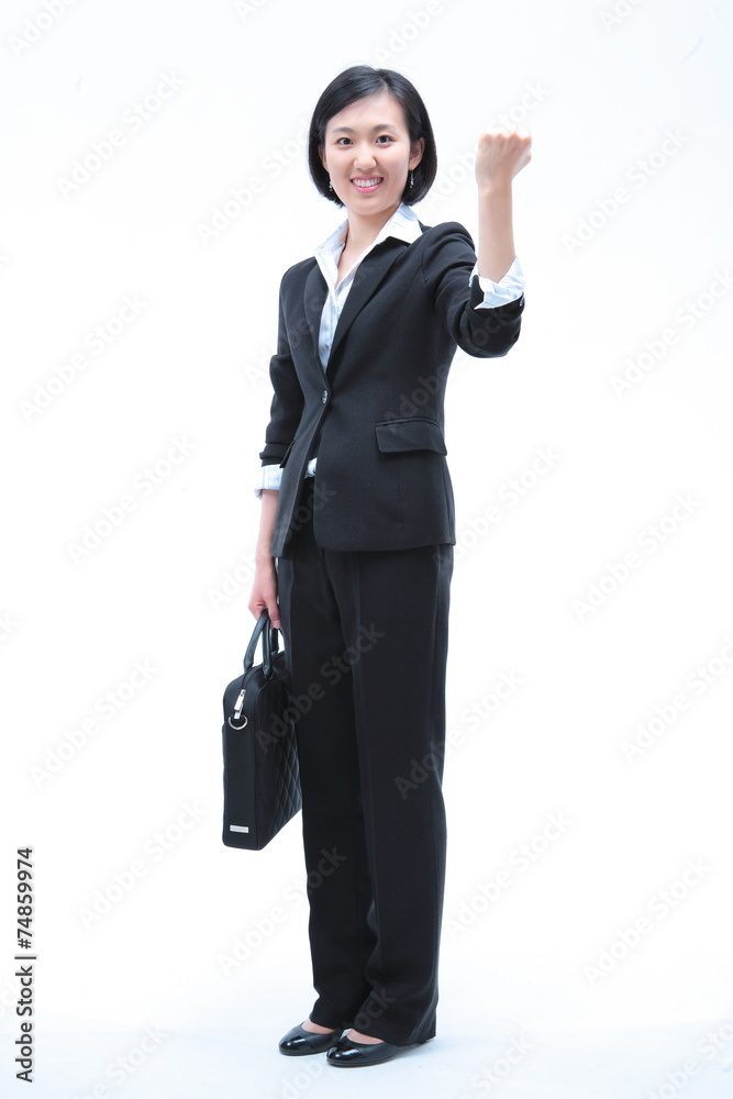 © jsco - 물건 들고 제스처를 취하는 아시안 비즈니스 여성