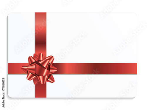 GIFT CARD WITH BOW (vector red Christmas present ribbon)