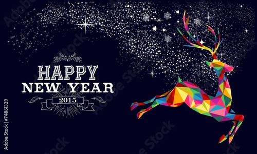 New year 2015 reindeer poster design
