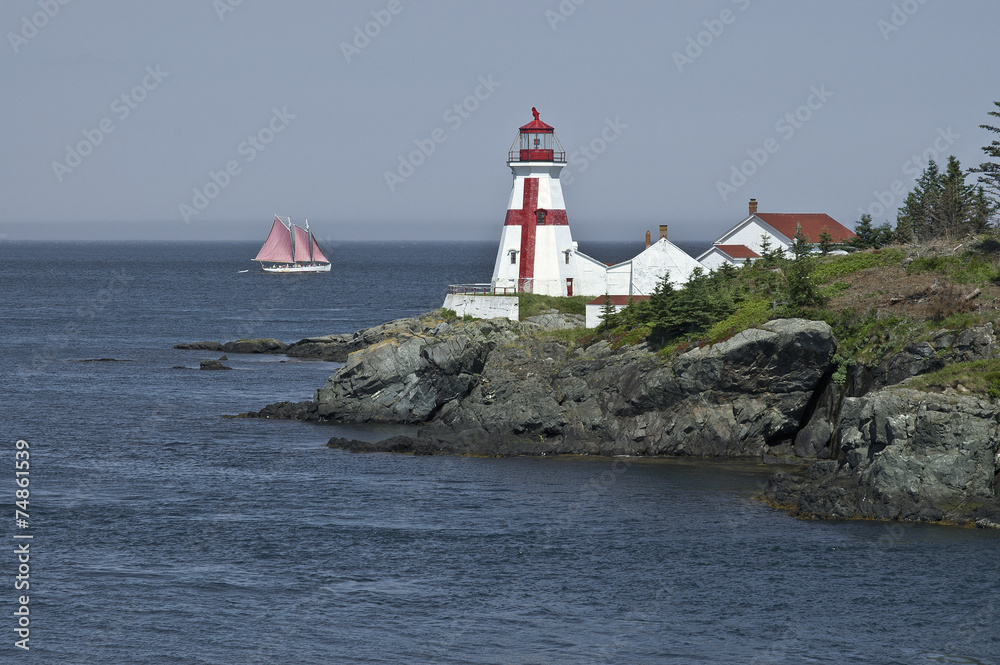 Sailboat and East Quoddy Head Lighthouse