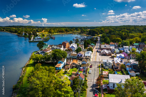 View of Chesapeake City from the Chesapeake City Bridge, Marylan © jonbilous