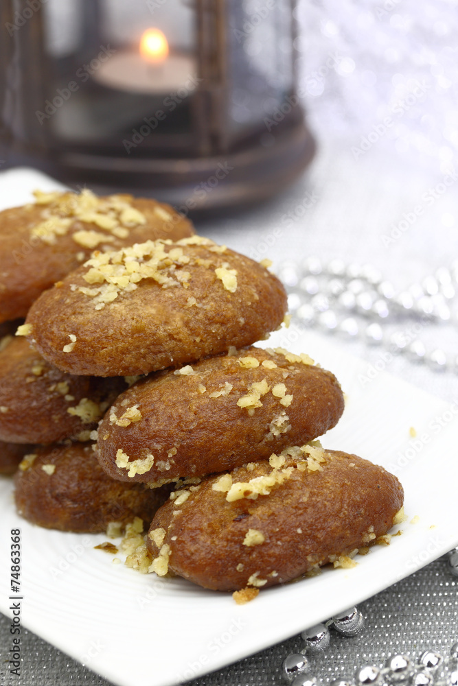 Traditional Christmas dessert with honey syrup Traditional Christmas dessert with honey syrup