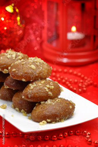 Traditional Christmas dessert with honey syrup