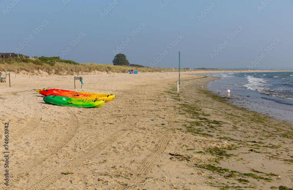 Canoes Studland knoll beach Dorset England UK Canoes Studland knoll beach Dorset England UK