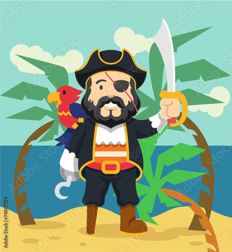 Pirate vector flat illustration