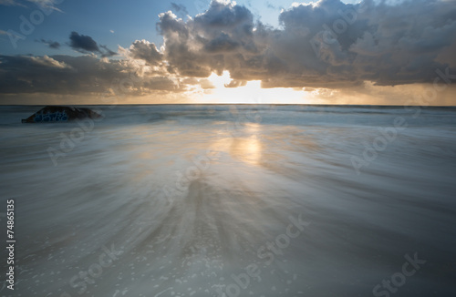 bunker at atlantic coast during sunset