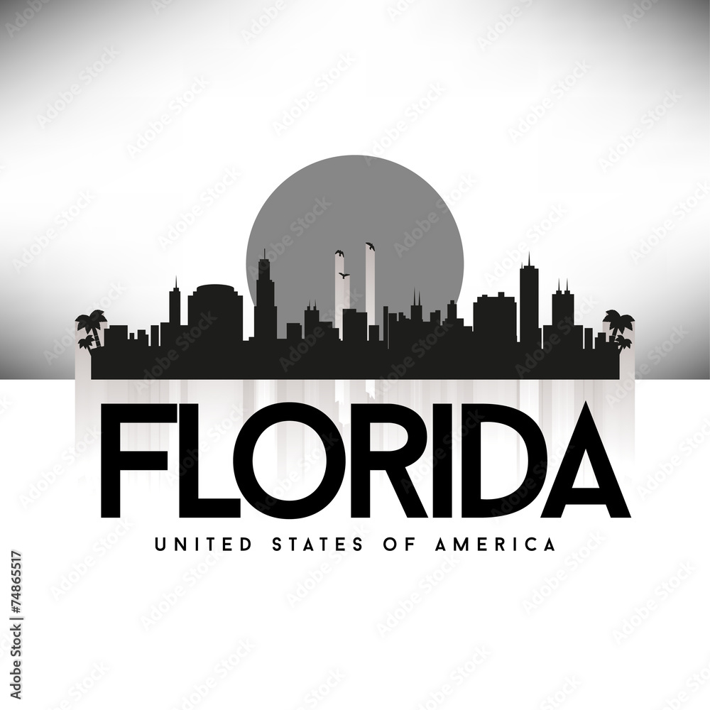 Florida USA Skyline Silhouette Black vector