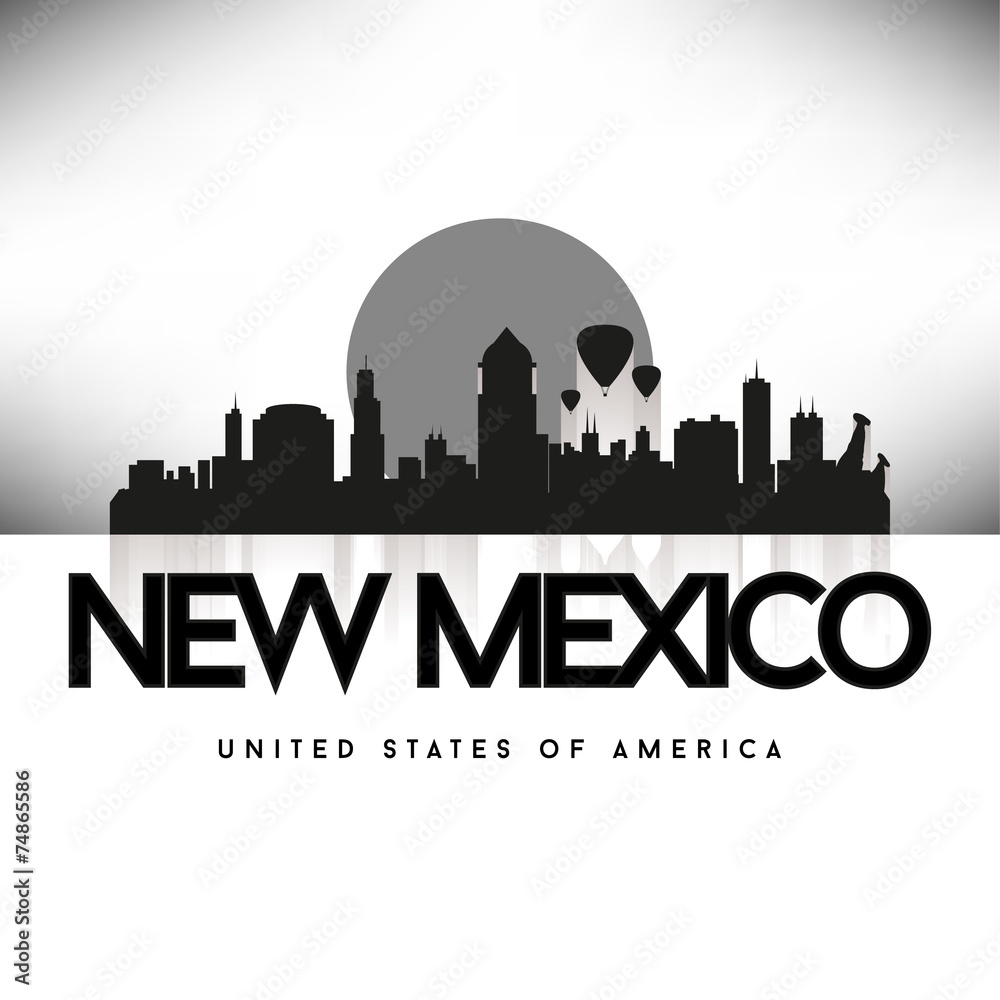 New Mexico USA Skyline Silhouette Black vector