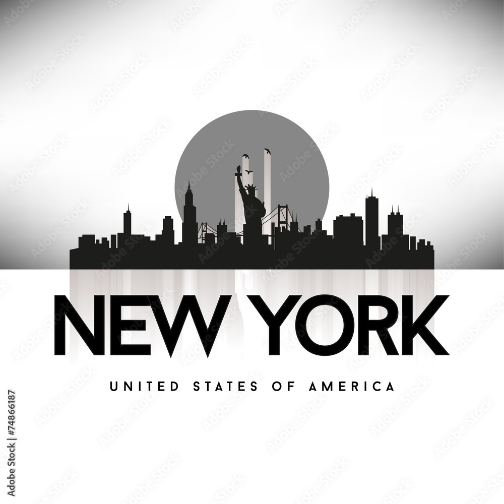 New York USA Skyline Silhouette Black vector