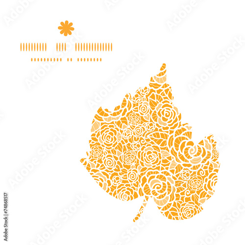 Vector golden lace roses leaf silhouette pattern frame