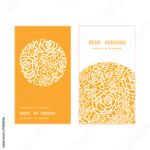 Vector golden lace roses vertical round frame pattern business
