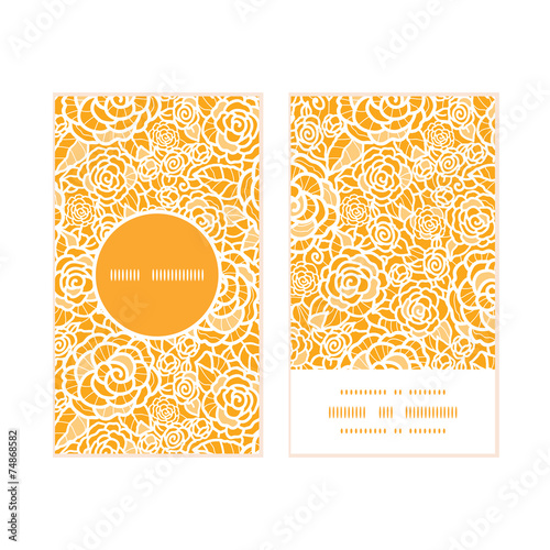 Vector golden lace roses vertical round frame pattern business