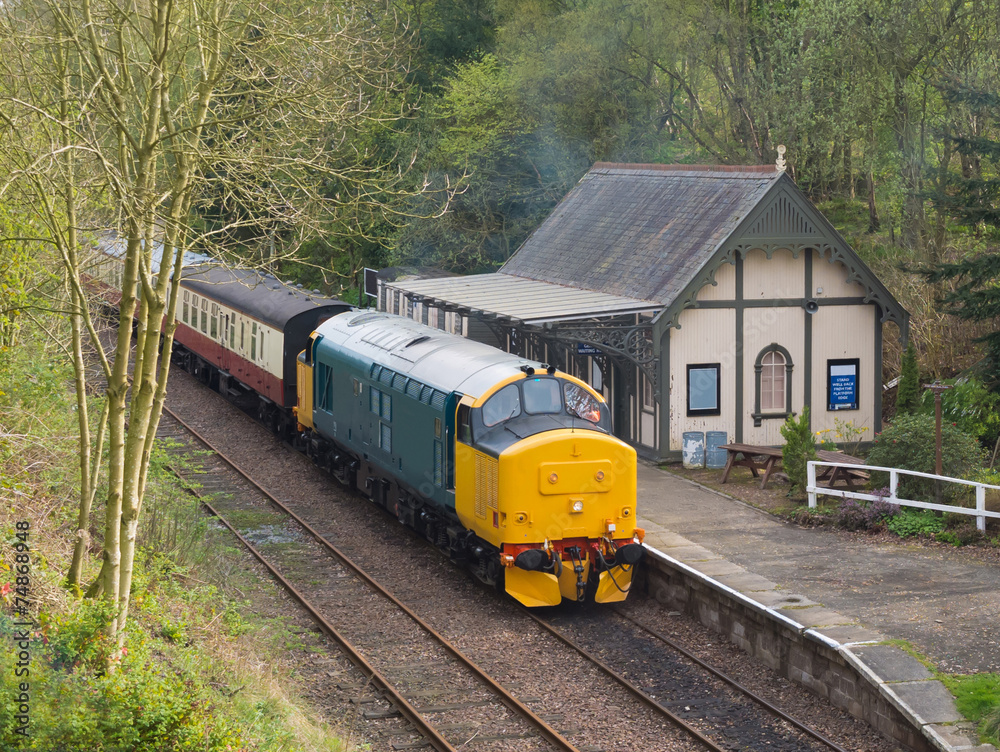 Naklejka premium train at old station