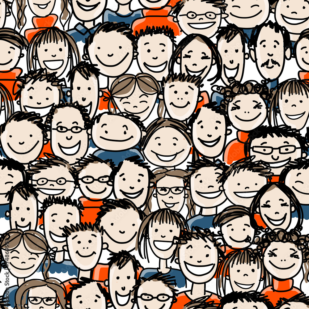 Seamless pattern with people crowd for your design Seamless pattern with people crowd for your design