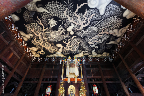 Twin Dragons painting at Kennin-ji temple in Kyoto photo