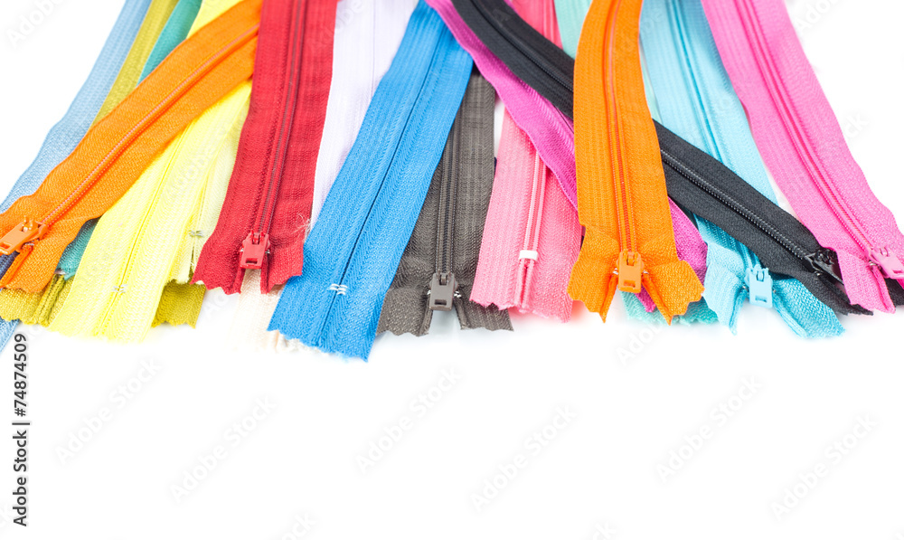 Colorful zipper on white background