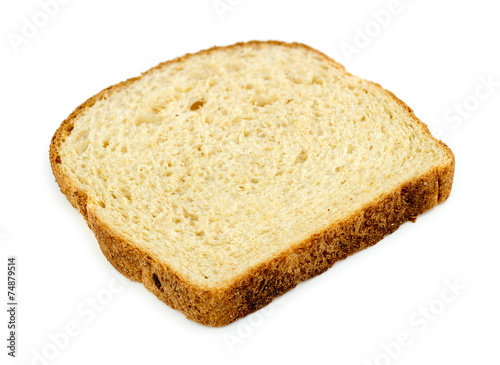 Slice of whole wheat breat isolated on white