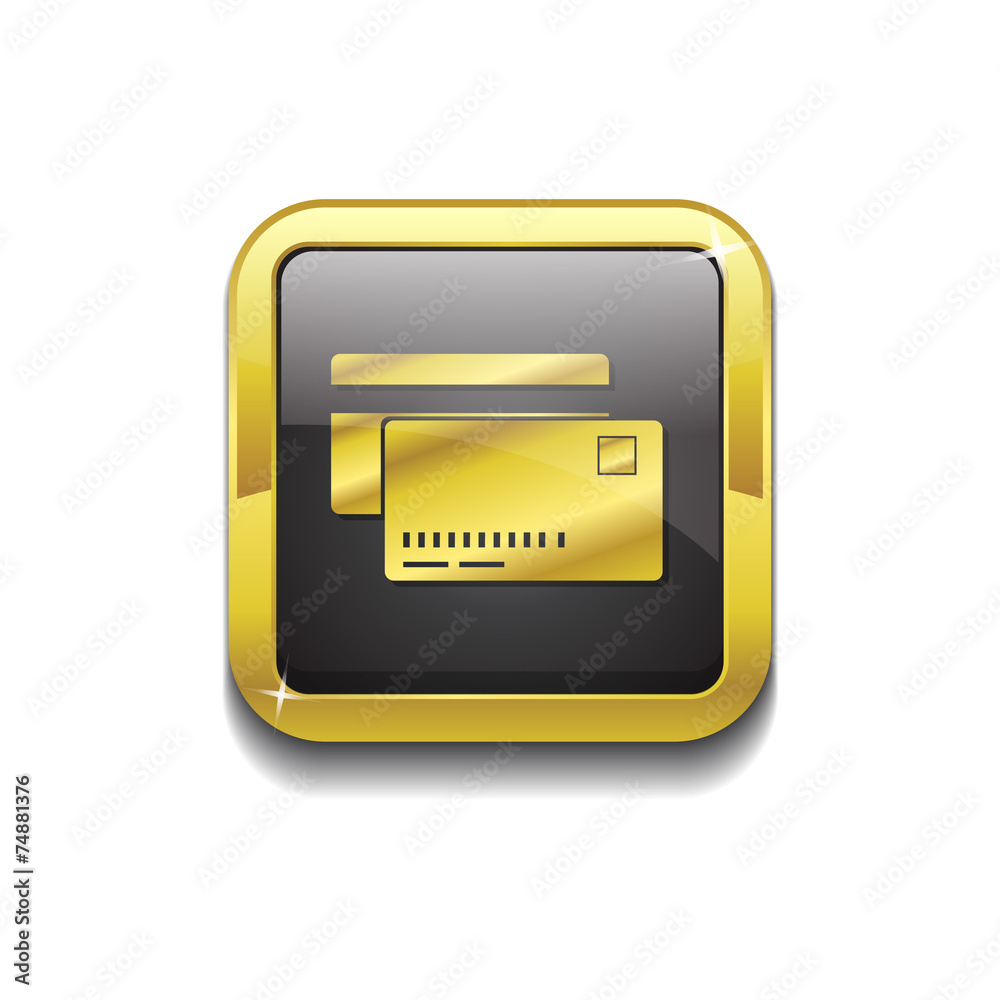 Credit Cards Gold Vector Icon Button Credit Cards Gold Vector Icon Button