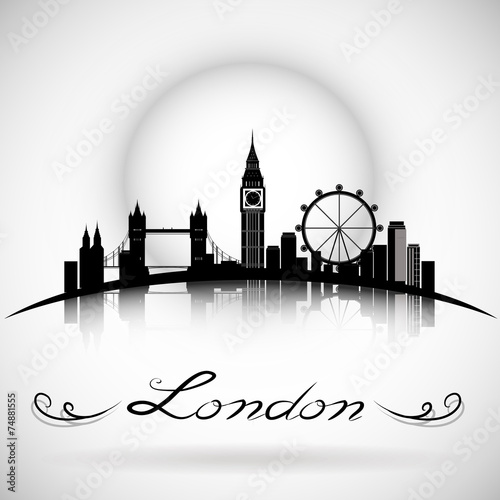 London City Skyline with Typographic Design. eps10 vector