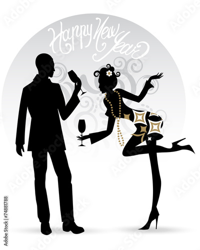 Happy New Year Silhouettes