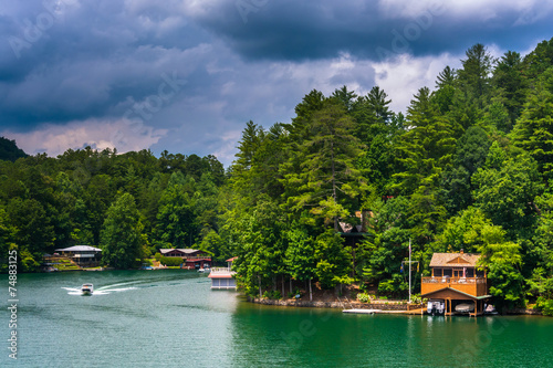 Houses along the shore of Lake Burton, in Georgia. photo