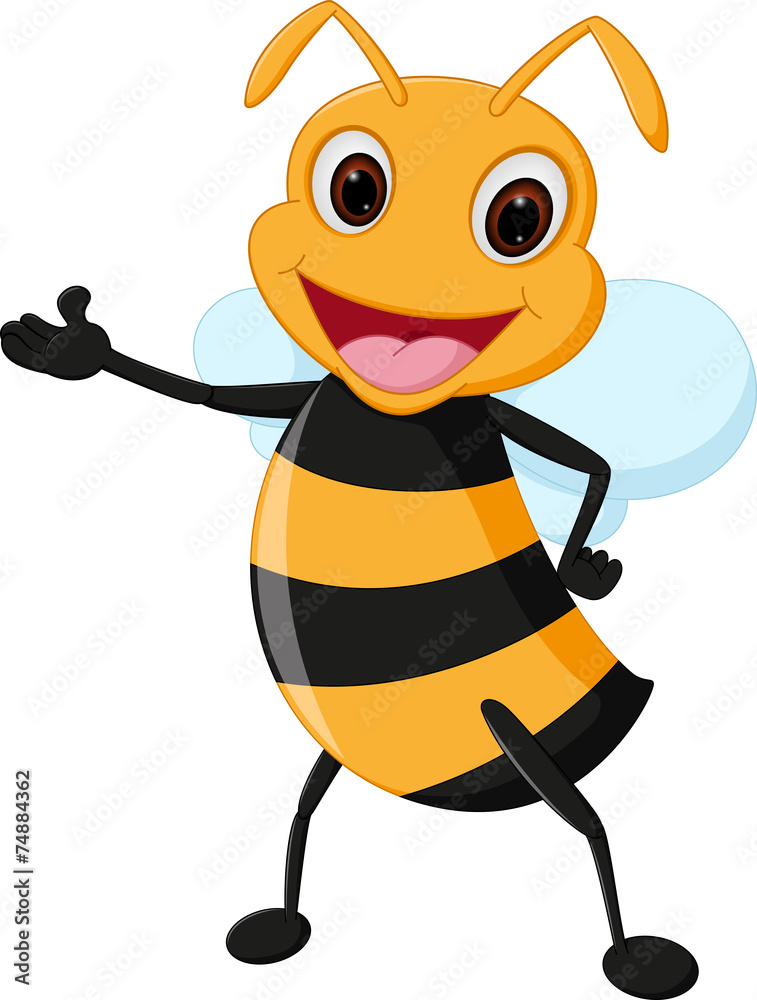 Fototapeta premium Happy bee cartoon presenting