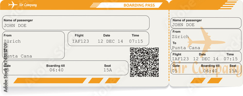 Vector image of airline boarding pass ticket