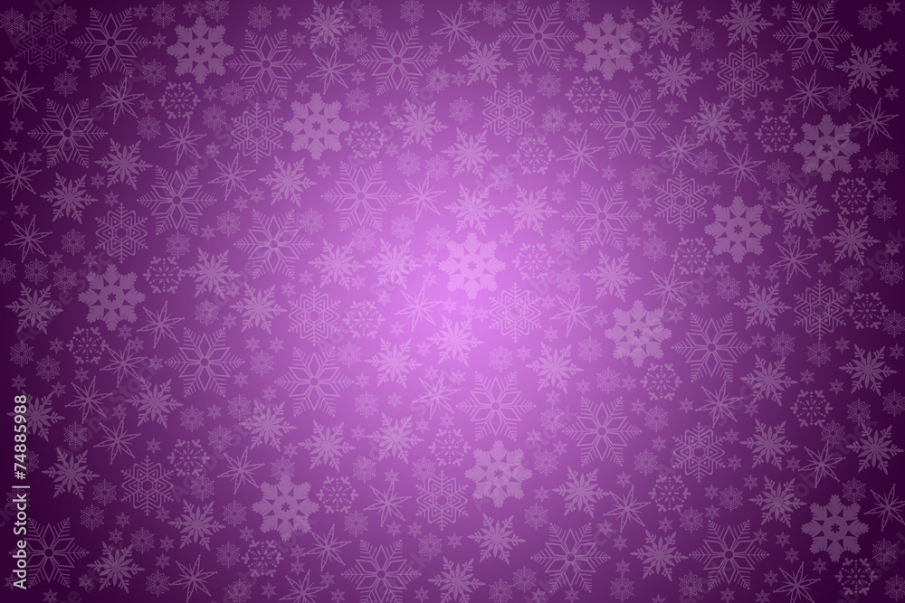 Purple winter background with snowflakes.