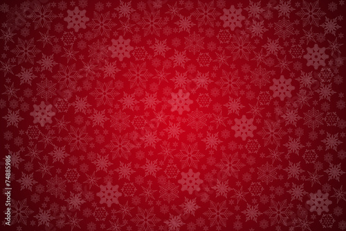 Red winter background with snowflakes.