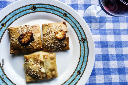 Greek Cuisine. Fresh Cheese and Spinach Pies, Kalitsounia photo