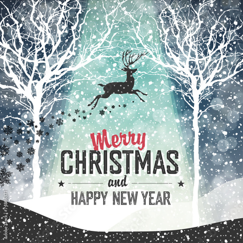Falling Snow. Merry Christmas Background with Text