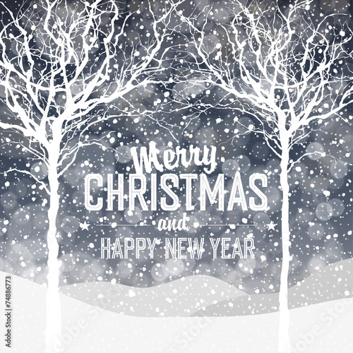 Falling Snow. Christmas Background with Text